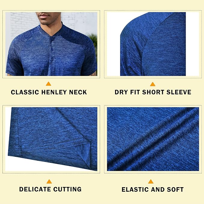 TAPULCO Mens Collarless Golf Shirts Short Sleeve Dry Fit Stretch Casual - Image 5