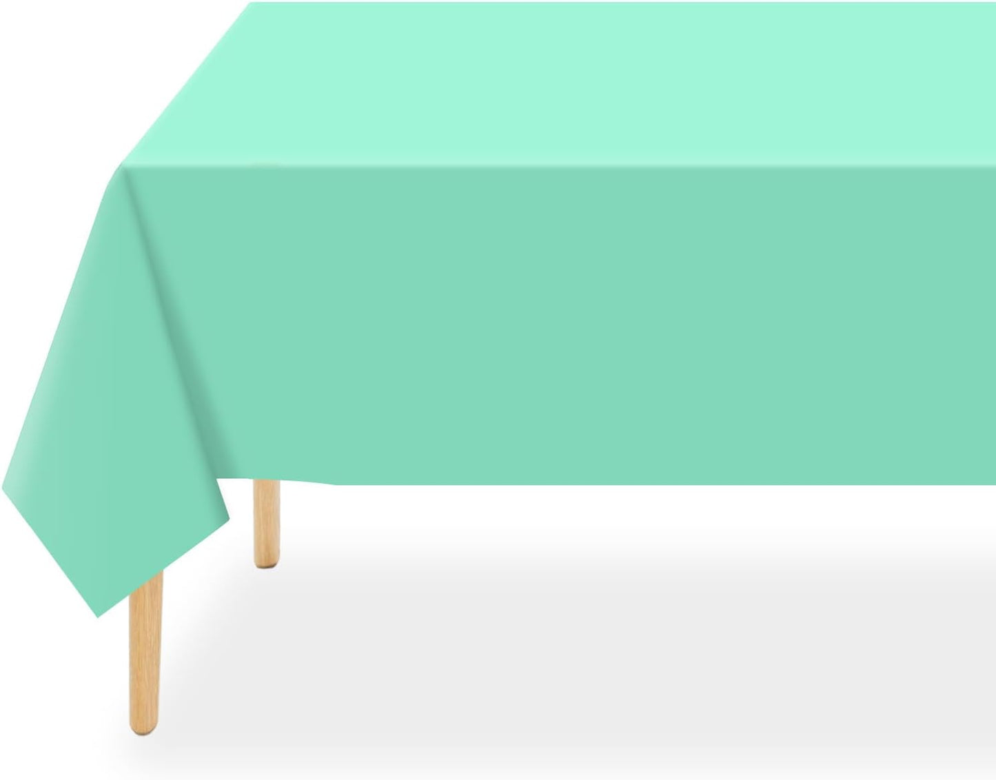 QIKSION 6 Pack Fresh Mint Plastic Tablecloths, Rectangular, 54 x 108 Inches, Mint Green, Perfect for Parties, Bridal Shower, Birthday, Engagement, Wedding