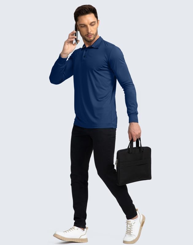 Men's Polo Shirt Long Sleeve Golf Shirts Lightweight UPF 50+ Sun Protection - Image 7