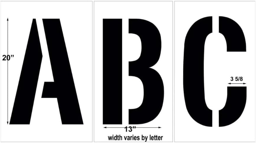 20" Alphabet Stencil Kit | Part# 10000524 | 26-Piece Kit Includes Letters A-Z | Letter Height is 20" | Durable 1/8" PolyTough Lifetime | Made in USA