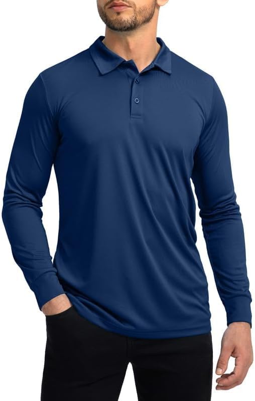 Men's Polo Shirt Long Sleeve Golf Shirts Lightweight UPF 50+ Sun Protection - Image 2