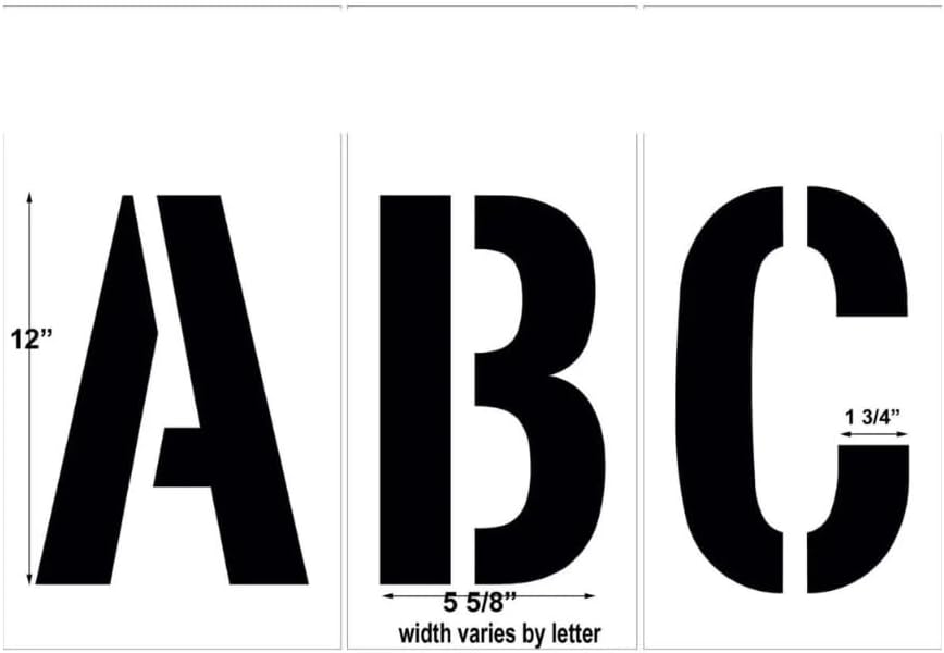 12" Alphabet Stencil Kit | Part# 10000968 | 26-Piece Kit Includes Letters A-Z | Letter Height is 12" | Durable 1/8" PolyTough Lifetime | Made in USA