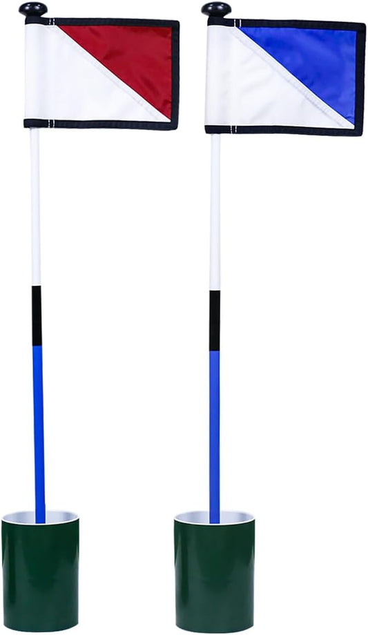 Golf Flagstick 3ft,Golf Flag Hole Cup Set Double-Sided Putting Green Flags for Backyard Putting Green Driving Range Practice Two-Section Design Portable