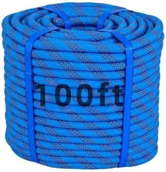 100Ft 1/2 Inch Heavy Duty Climbing Rope - for Tree Swing, Pulling, Outdoor & Gym Use (Blue)
