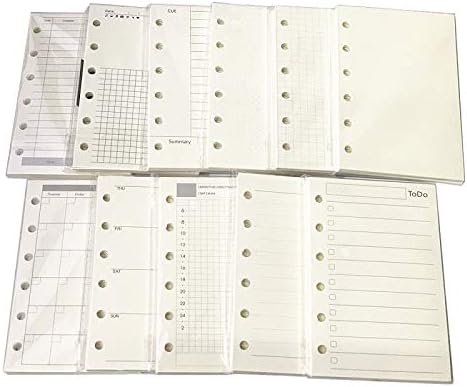 A7 Planner Inserts for 11 Packs, A7 Agenda Refill, 100 gsm Thicker Paper/4.84 x 3.23'', 45 Sheets(90 Pages) per Pack, 11 Designs Included, for 6 Holes Pocket Binder, Harphia
