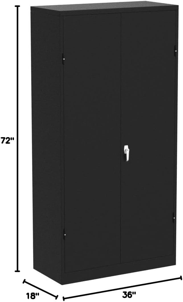INTERGREAT Black Metal Storage Cabinet Doors, Tall Metal Cabinet Lockable Steel - Image 3