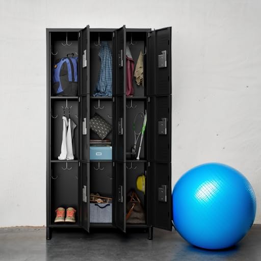 METAN Metal Locker for School Office Gym Bedroom, 9 Doors Black Steel Storage - Image 2