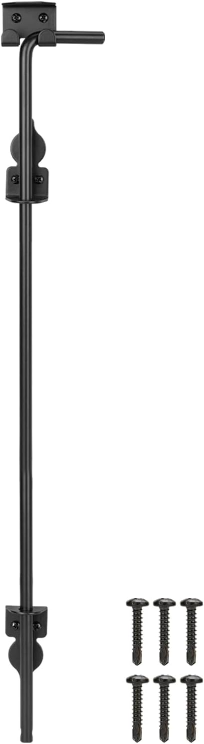 36 Inch Cane Bolt Gate Drop Rod Heavy Duty Gate Hardware, Gate Ground Latch for Wooden Fences, Metal Gates Doors Stopper for Gate Ground, Wrought Iron Gate Latches, Black Finish(1 Pack)