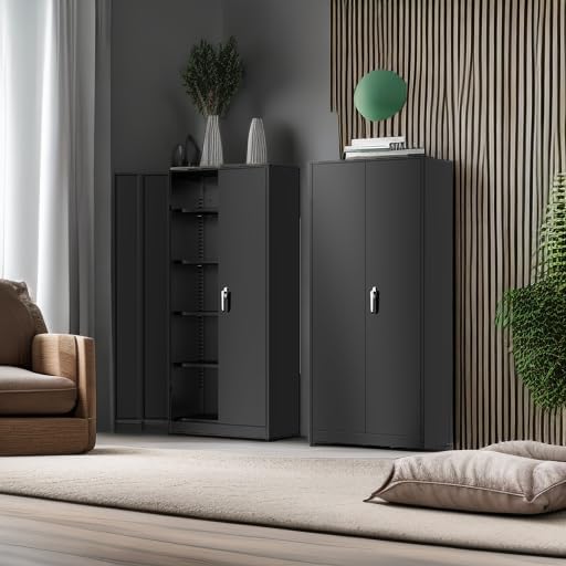 Greenvelly Metal Storage Cabinet, Lockable Garage Storage Cabinets - Image 5