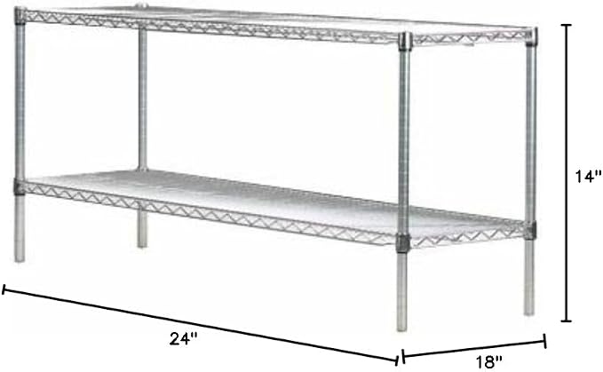 Omega Shelving Storage | 2 Tier Starter Shelving Unit 18" Deep x 24" Wide x 14" - Image 2