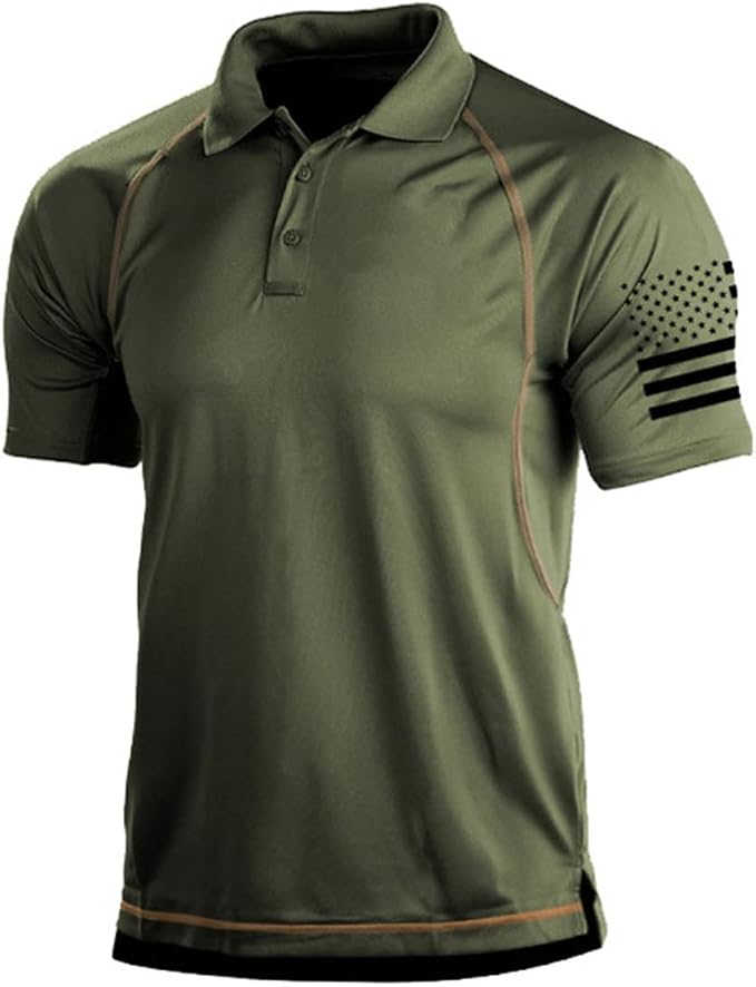 HARGLESMAN Men's 1776 Independence Day American Flag Short Sleeve Polo Golft by HARGLESMAN