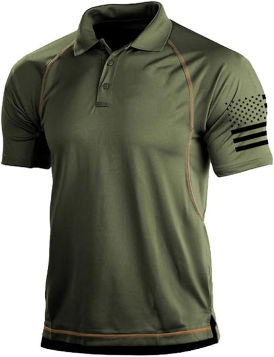 HARGLESMAN Men's 1776 Independence Day American Flag Short Sleeve Polo Golft by HARGLESMAN