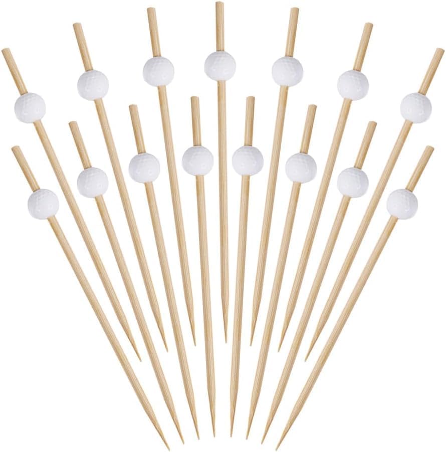 100 Pieces Golf Toothpicks 4.72 Inch Skewers Masters Golf party Decorations Picks Fruit Picks Decorative Toothpicks for Cocktail Sports Party Supplies (Toothpick set)