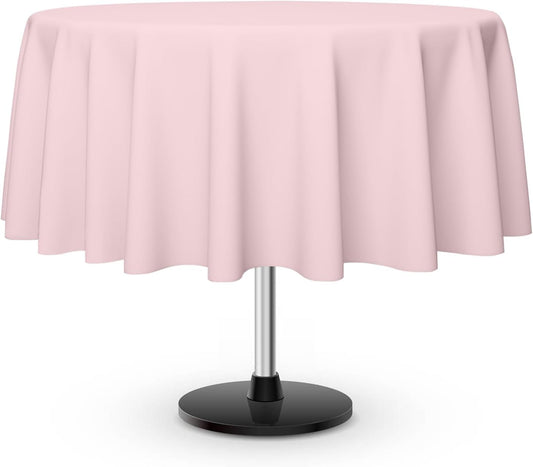 6 Pack Round Disposable Pink Tablecloth, Pink Plastic Table Cloths for Parties Disposable, 84x84 in Waterproof Camping Tablecloth for Birthday Party Baby Shower Picnic School