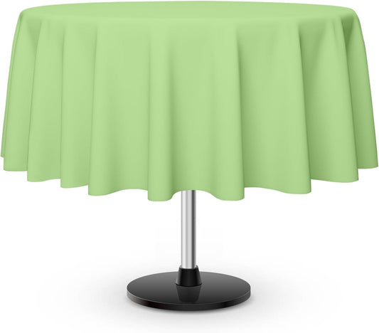 3 Pack Round Disposable Sage Green Tablecloth, Sage Green Plastic Table Cloths for Parties Disposable, 84x84 in Waterproof Camping Tablecloth for Birthday Party Baby Shower Picnic School