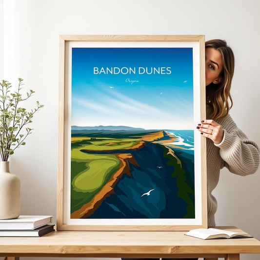 Bandon Dunes Golf Poster - Oregon Golf Course Resort, Oregon Golf Art, Coastal Golf Print, Vintage Golf Wall Decor, Scenic Golf Landscape, Golf Resort Artwork (Unframed) (20x30)