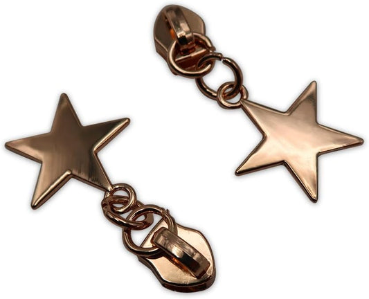 HOLSHUN #5 Zipper Sliders Zipper Pull 30pcs Heavy Duty Metal Gold Star Pulls for #5 Nylon Coil Bulk Zippers Replacement #5 Sliders for Luggage Luxury Bag Hardware Luggage & DIY Craft Supplies