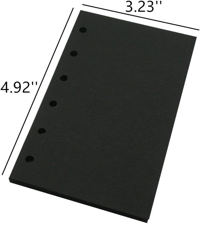 Harphia A7 Planner Refill Pocket Planner Refills 6 Ring Binder Refill Blank Paper, A7 Agenda Refill 40 Sheets 100gsm Black Plain Paper-A7 3.23'' x 4.92'',