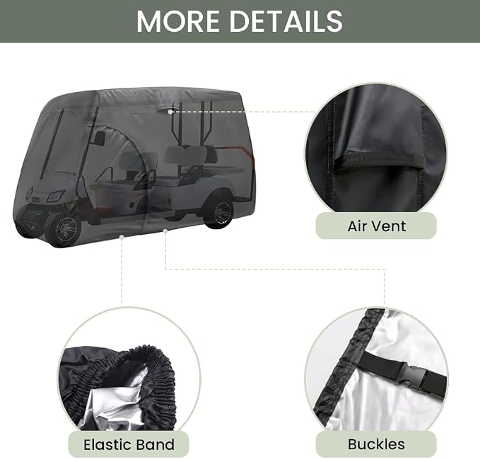 Golf Cart Cover 2/4/6 Passenger, Waterproof Golf Cart Rain Covers, Heavy-Duty - Image 4