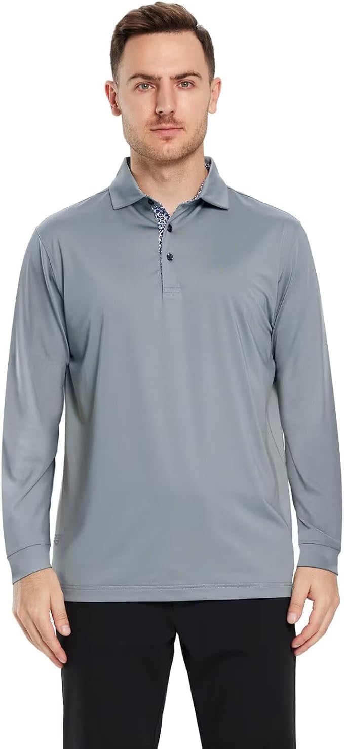 Mens Polo Shirts Short and Long Sleeve Casual Solid Stylish Dry Fit Performance - Image 3