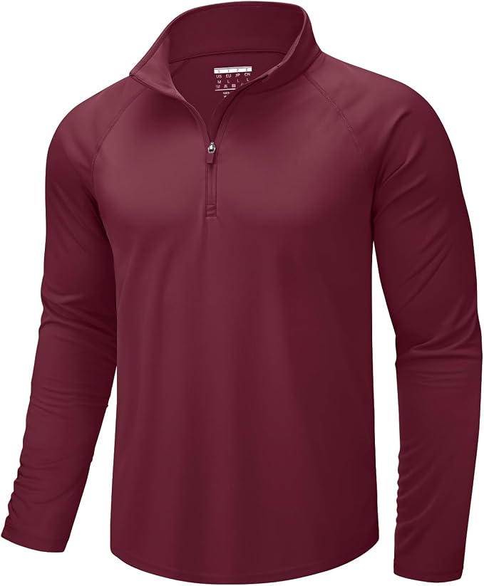 CRYSULLY Men's Long Sleeve 1/4 Zip Shirts Sun Protection Pullover UPF 50+ Rash by CRYSULLY