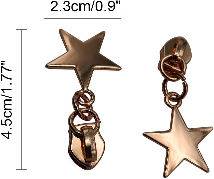HOLSHUN #5 Zipper Sliders Zipper Pull 30pcs Heavy Duty Metal Gold Star Pulls for #5 Nylon Coil Bulk Zippers Replacement #5 Sliders for Luggage Luxury Bag Hardware Luggage & DIY Craft Supplies