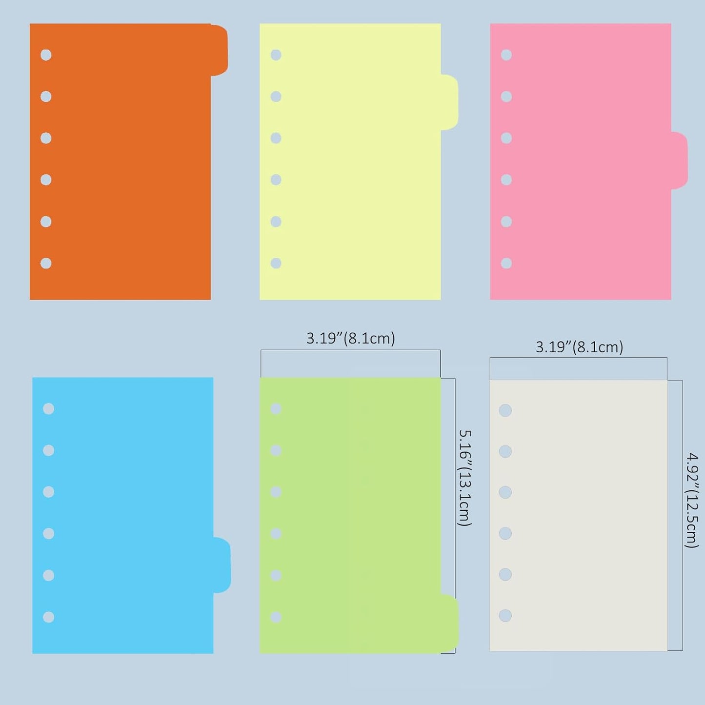 Harphia A7 6 Holes Binder Refill Value Set, 90sheets Plain Blank Loose Leaf Paper with Stickers and dividers, Planner Inserts with Binder Pockets for A7 Binder 6 Holes refillable Notebook,005dA7blank