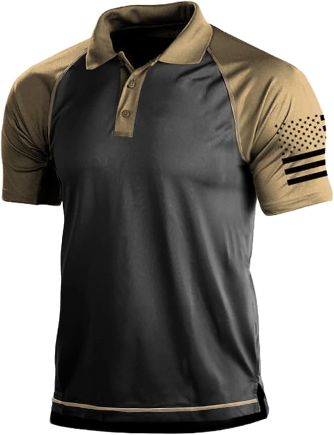 HARGLESMAN Men's 1776 Independence Day American Flag Short Sleeve Polo Golft by HARGLESMAN