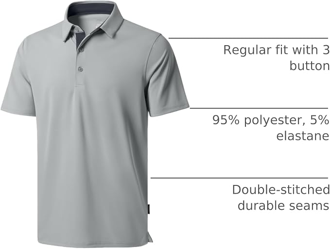 Men's Golf Shirts Dry Fit Moisture Wicking Performance Short Sleeve Collared - Image 4