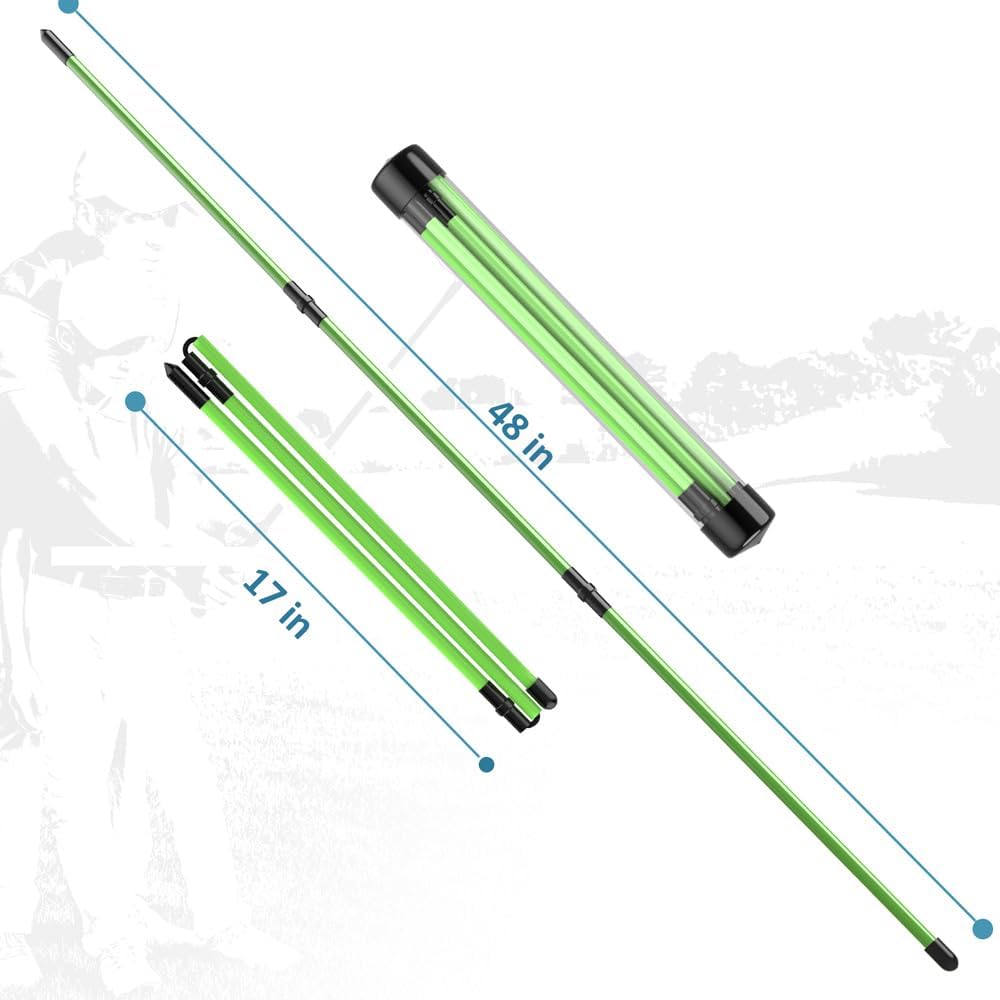 2 Pack Premium Golf Alignment Sticks, 48 Inches Fluorescent Green Golf Training Aid for Aiming, Putting, Full Swing, Collapsible Golf Swing Trainer with Clear Tube Sleeve for Easy Carrying