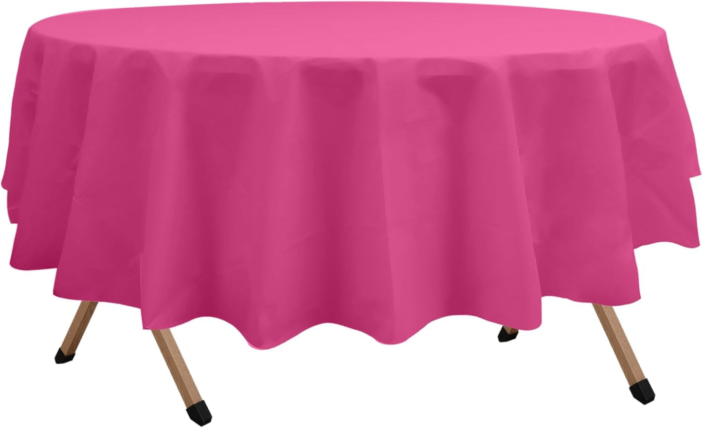 2 Pack Hot Pink Premium Plastic Tablecloth Round 84 Inches Reusable Cerise Magenta Decorative Table Cover for Dining, Wedding, Party, Indoor and Outdoor use