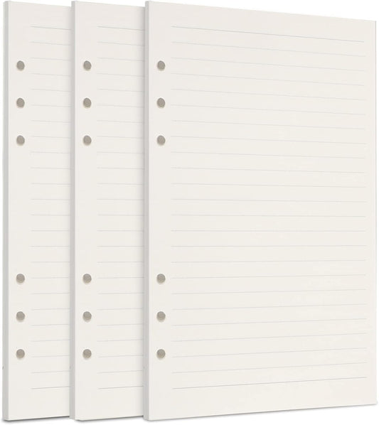 A5 Refill Paper, [3 Pack] Toplive 100GSM Thick Refillable 6 Hole Filler Inserts - 135 Sheets (270 Pages) for 6 Ring Binder Journal Notebook, Lined