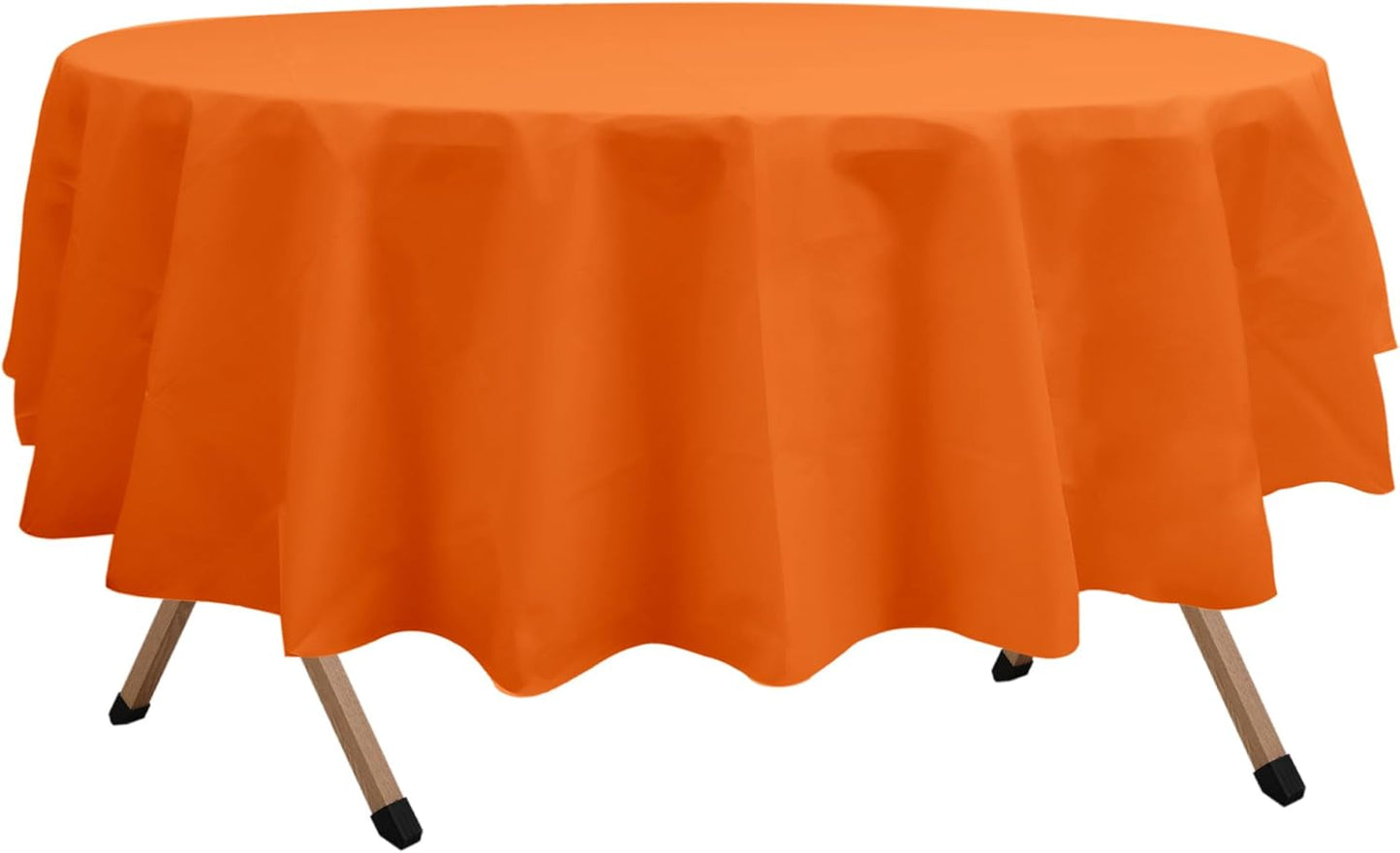 2 Pack Orange Premium Plastic Tablecloth Round 84 Inches Reusable Burnt Pumpkin Orange Decorative Table Cover for Dining, Wedding, Party, Indoor and Outdoor use