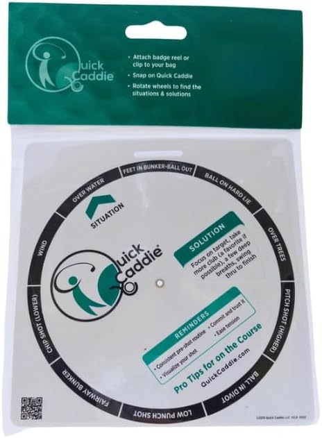 Golf Shot Survival Guide - Golf Bag Tag with Pro Tips for Situational Golf - Waterproof Rotating Wheel Design - Golf Training Aid & Rules Reference - Golf Gift for Men & Women