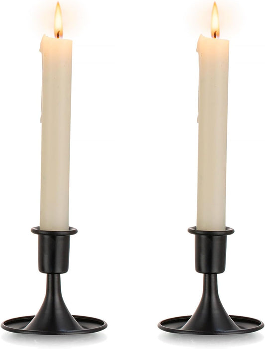 Black Candlestick Candle Holders for Taper : Romadedi Candle Stick Holder Vintage Table Centerpiece Halloween Decoration Wedding Christmas Fireplace Mantel Home Deocr Set of 2