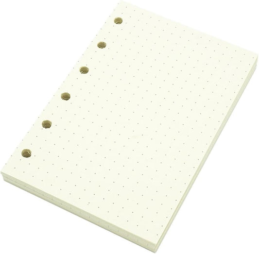6 Holes Binder Planner Refill with 4 Basic Designs, A7 Notebook Refill, 100gsm, Dot, Grid, Line, Blank Paper,4.84 x 3.23'', 80 sheets/160 Pages, Harphia