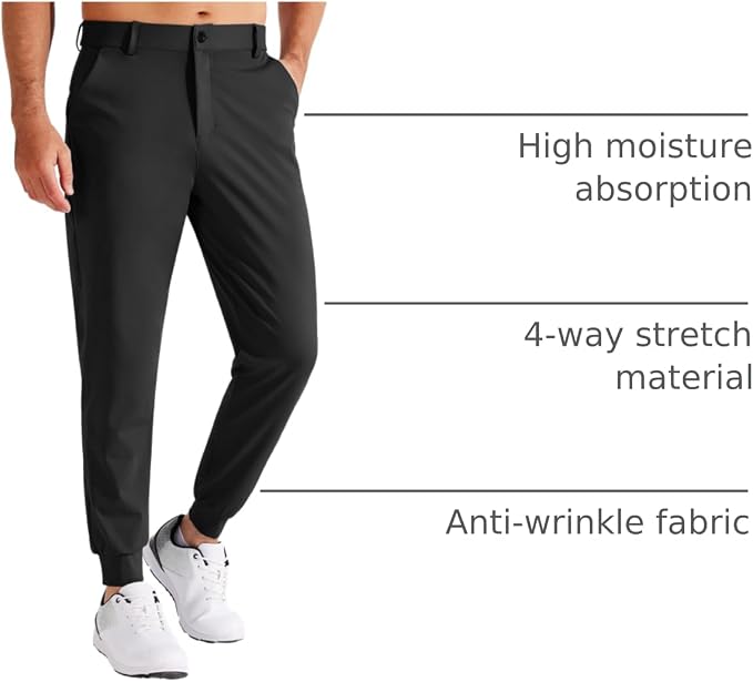 Libin Men's Golf Pants Joggers Lightweight 3 Pockets Slim Fit Soft Stretchy - Image 3