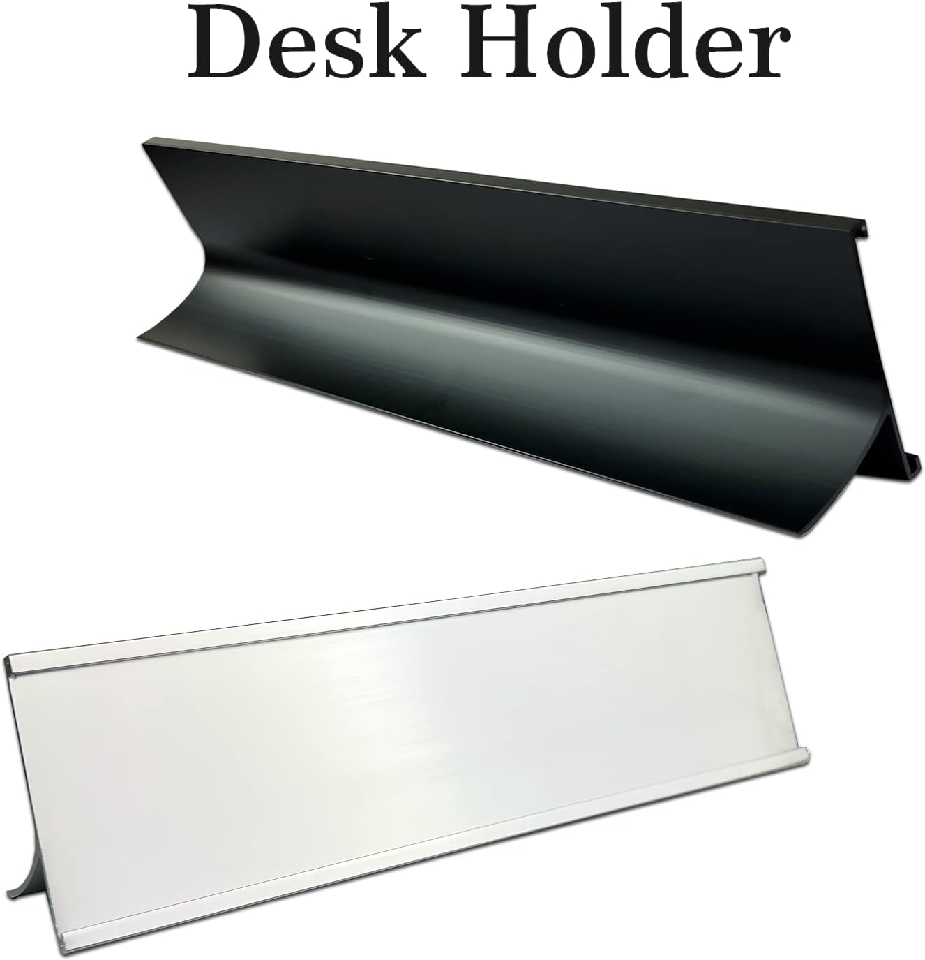 2" x 10" Personalized Aluminum Name Plates, Custom Office Desk or Wall Name Plates with Two Lines of Custom Texts, Three Name Plate Colors Silver, White, Black, Holders are Optional