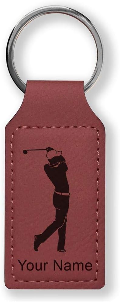 LaserGram Rectangle Keychain, Golfer Golfing, Personalized Engraving Included by LaserGramCustomEngravedGifts