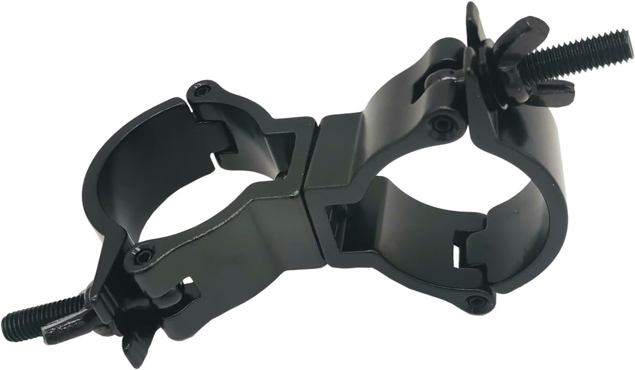 1.88-2 Inch Lighting Truss Dual Swivel Coupler DJ Light Clamps Heavy Duty Aluminum Alloy 220 Lbs for 48-51 mm Pipe Black for Stage Lights Black 1 Piece