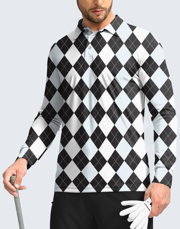 Men's Polo Shirt Long Sleeve Golf Shirts Lightweight UPF 50+ Sun Protection - Image 3