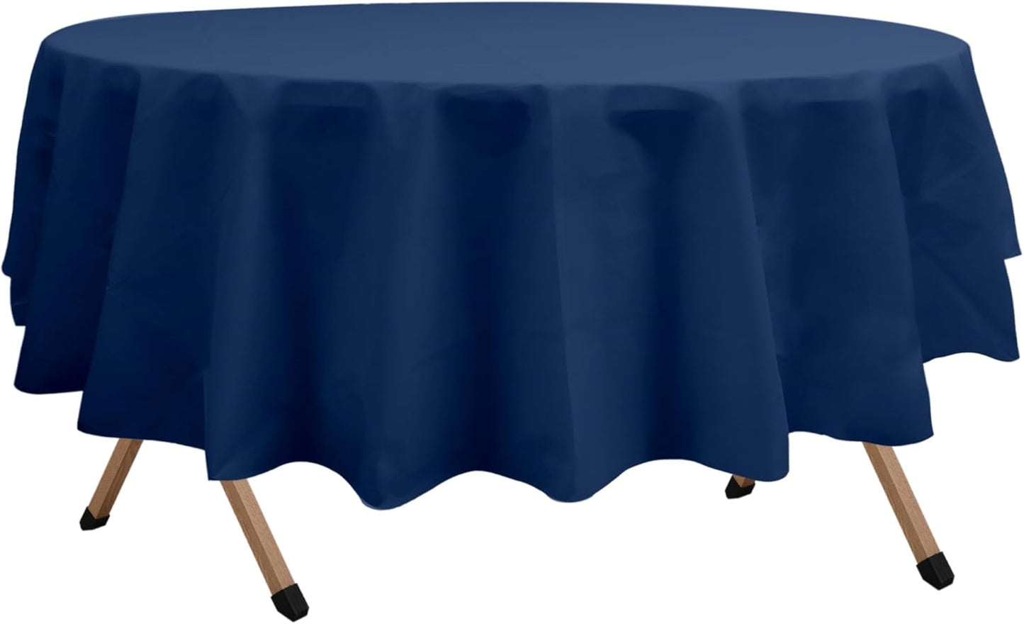 2 Pack Navy Blue Premium Plastic Tablecloth Round 84 Inches Reusable Midnight Marine Blue Decorative Table Cover for Dining, Wedding, Party, Indoor and Outdoor use
