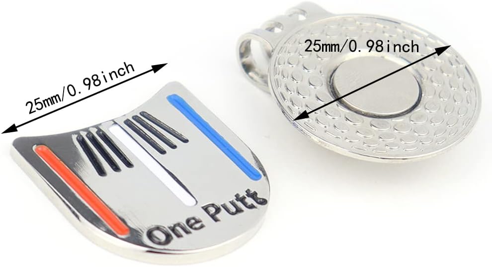 2 Pack Golf Putting Alignment Tool Golf Ball Marker Putting Putt Alignment Aiming Tool Ball Marker Metal Magnetic Hat Clip Golf Ball Marker