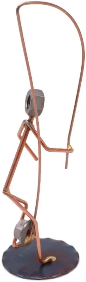 Hooked Hat Fisherman Collectible Handmade Metal Art Figurine, Desk Accessories, Trophy, Boss Gift, Office Décor, Outdoor Sports, Fishing