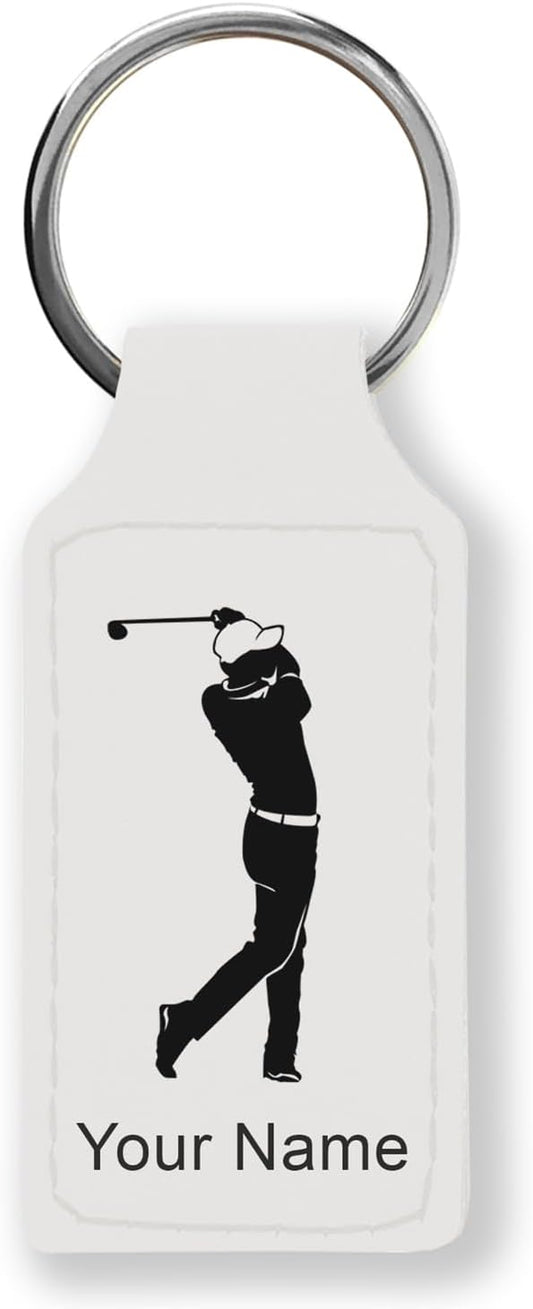 LaserGram Rectangle Keychain, Golfer Golfing, Personalized Engraving Included by LaserGramCustomEngravedGifts