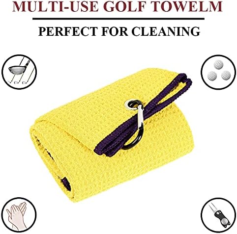 VIVIDLY 2 Pack Tri-fold Golf Towels, Premium Microfiber Fabric Waffle Pattern - Image 2