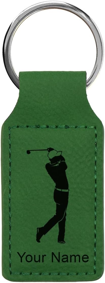 LaserGram Rectangle Keychain, Golfer Golfing, Personalized Engraving Included by LaserGramCustomEngravedGifts
