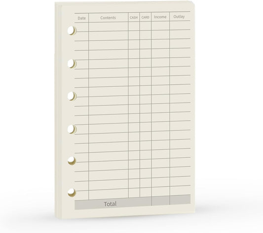 A7 Planner Refill, A7 Agenda Refill Paper Finance Records for 6 Rings Filofax, Accounting Design Inserts, 6 Holes/100gsm,Pocket Size 4.84 x 3.23'', Harphia