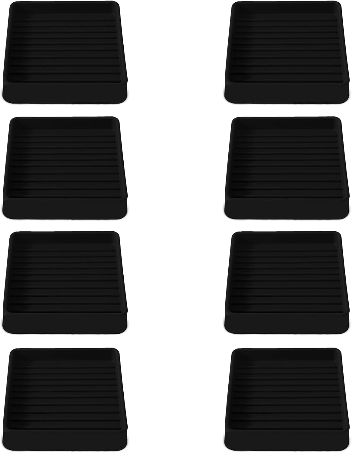 2.5x2.5 Square Rubber Furniture Caster Cups, Anti-Sliding Furniture Pads Bed Stopper Floor Protectors with Grip - Protect Any Flooring