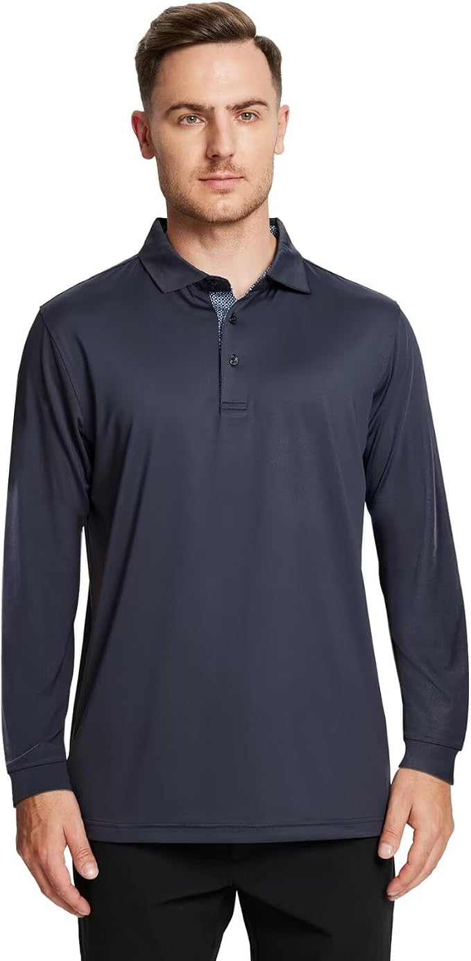 Mens Polo Shirts Short and Long Sleeve Casual Solid Stylish Dry Fit Performance - Image 3